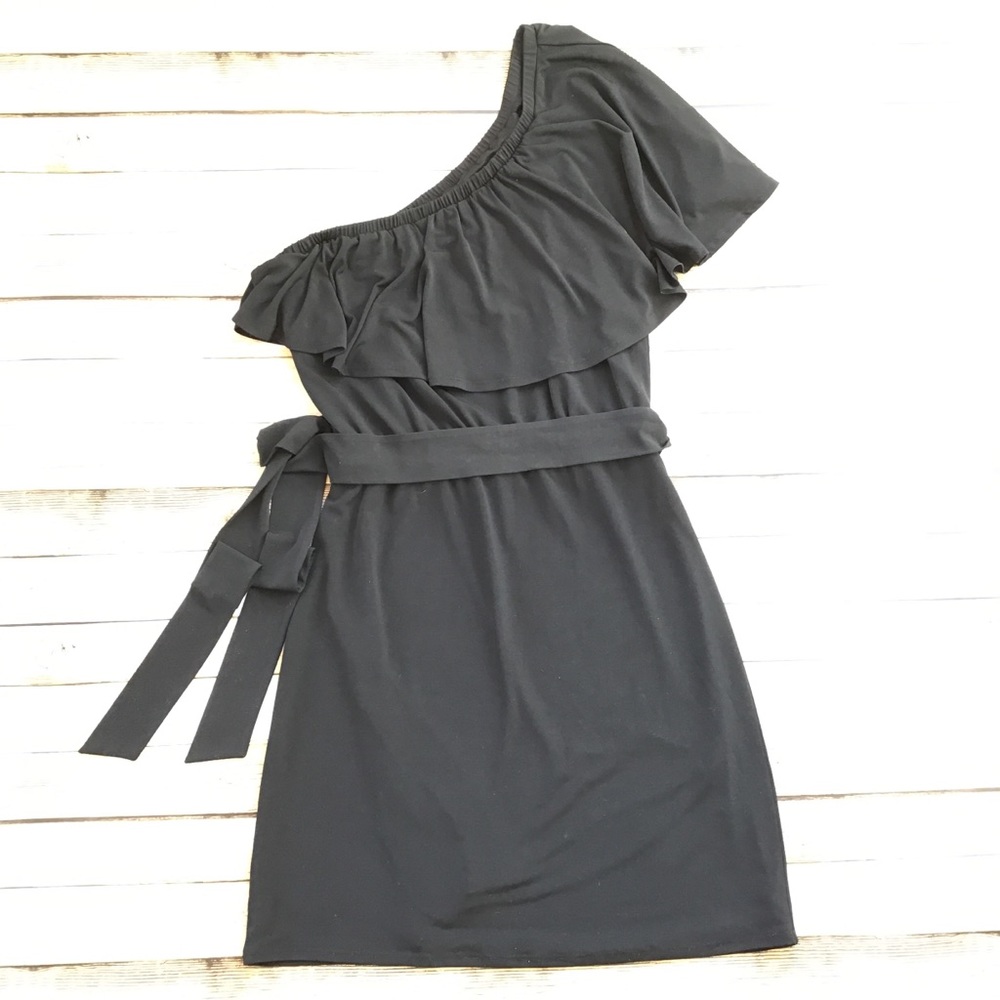 Laundry by Shelli Segal One Shoulder Black Dress